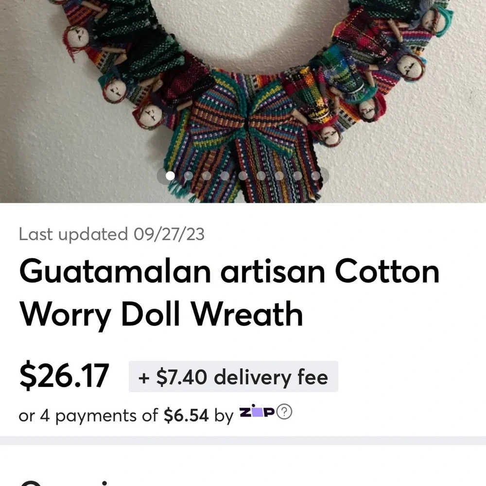 Worry Doll Wreath Christmas Guatemalan artisan cotton handmade